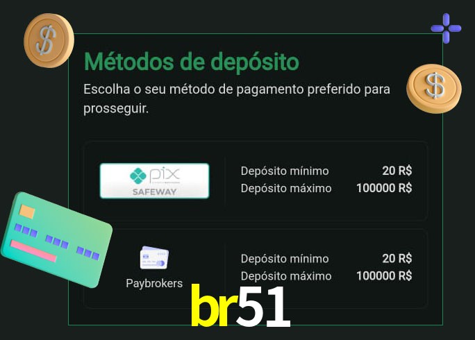 O cassino br51 oferece uma grande variedade de métodos de pagamento